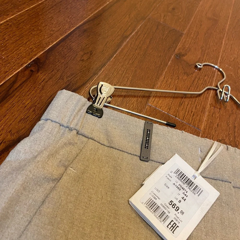 PESERICO Beige High-waisted Wool Pants/Trousers with Knit Cuff Hem - Picture 6 of 15